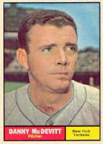 1961 Topps Baseball Cards      349     Danny McDevitt